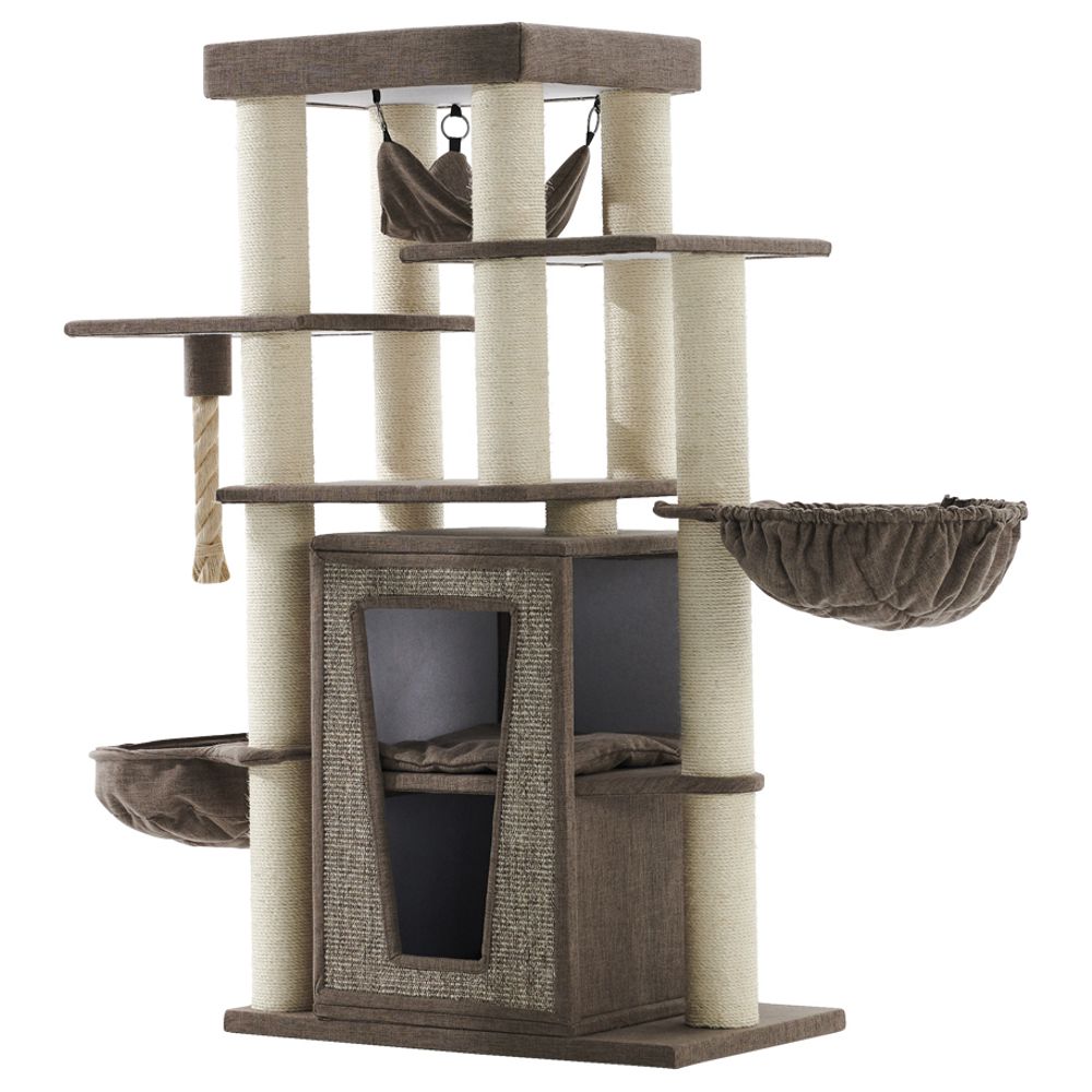 Nobby Katzen Kratzbaum HITAL - 85 x 50 x 157 cm - braun - Leinenoptik