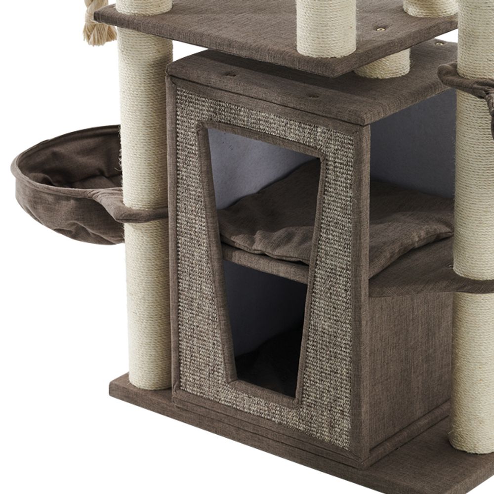 Nobby Katzen Kratzbaum HITAL - 85 x 50 x 157 cm - braun - Leinenoptik