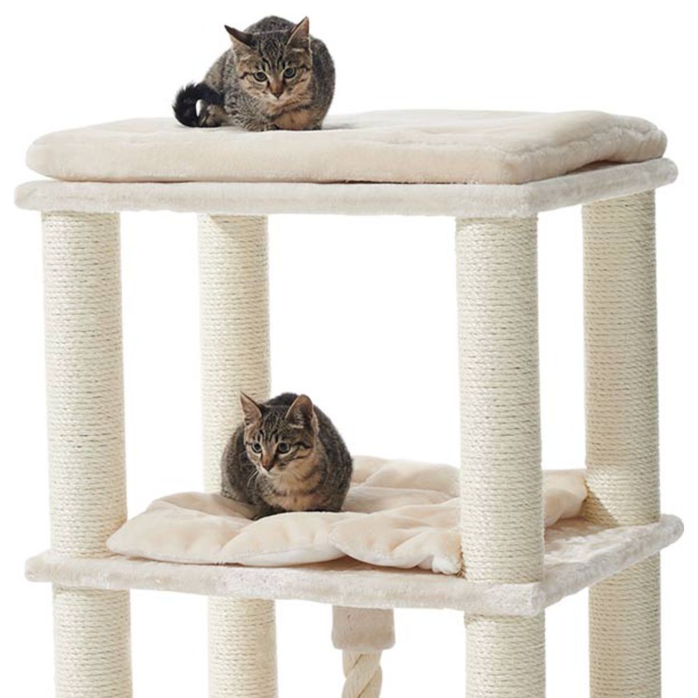 Nobby Katzen Kratzbaum BRIDA - 60 x 48 x 90 cm - cream - Plüsch - große Höhle