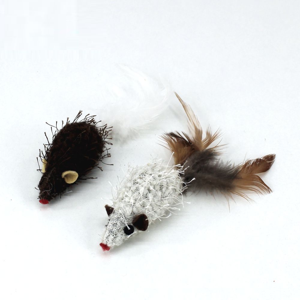 Nobby Plüschmaus mit Rassel - 2er Set - mit Catnip Katzenspielzeug Plüsch Mäuse