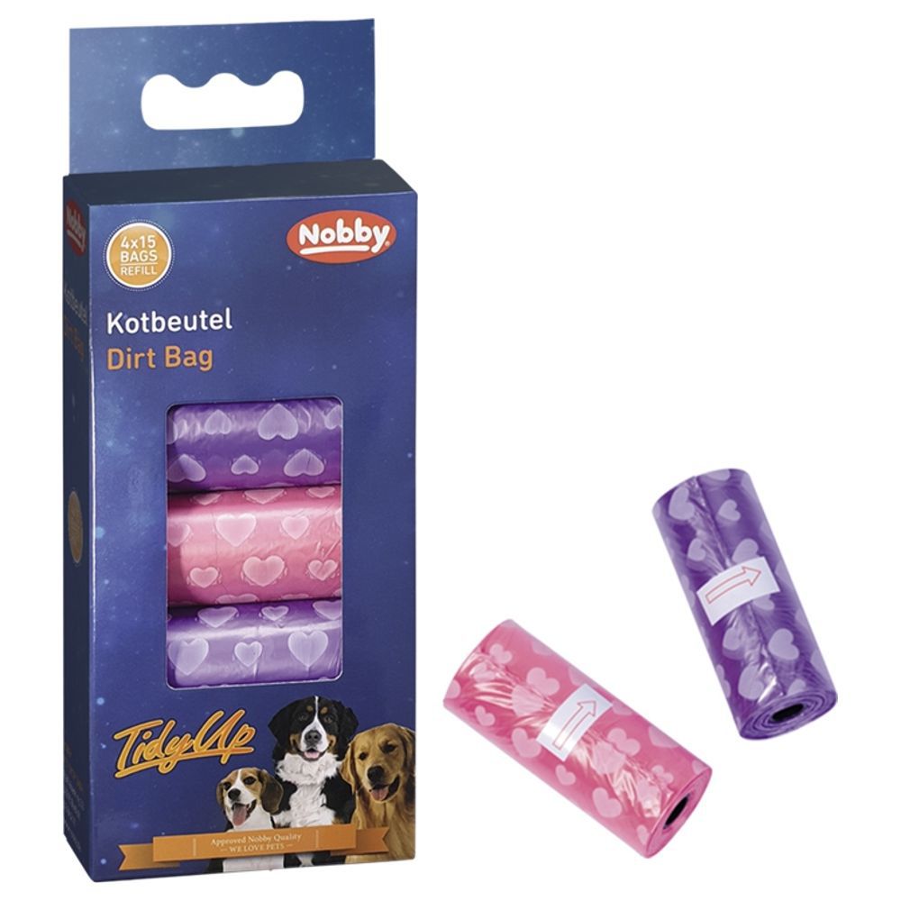 Nobby TidyUp Kotbeutel - 60 Stück Vorratspack - 4 Rollen je 15 Beutel Kottüten