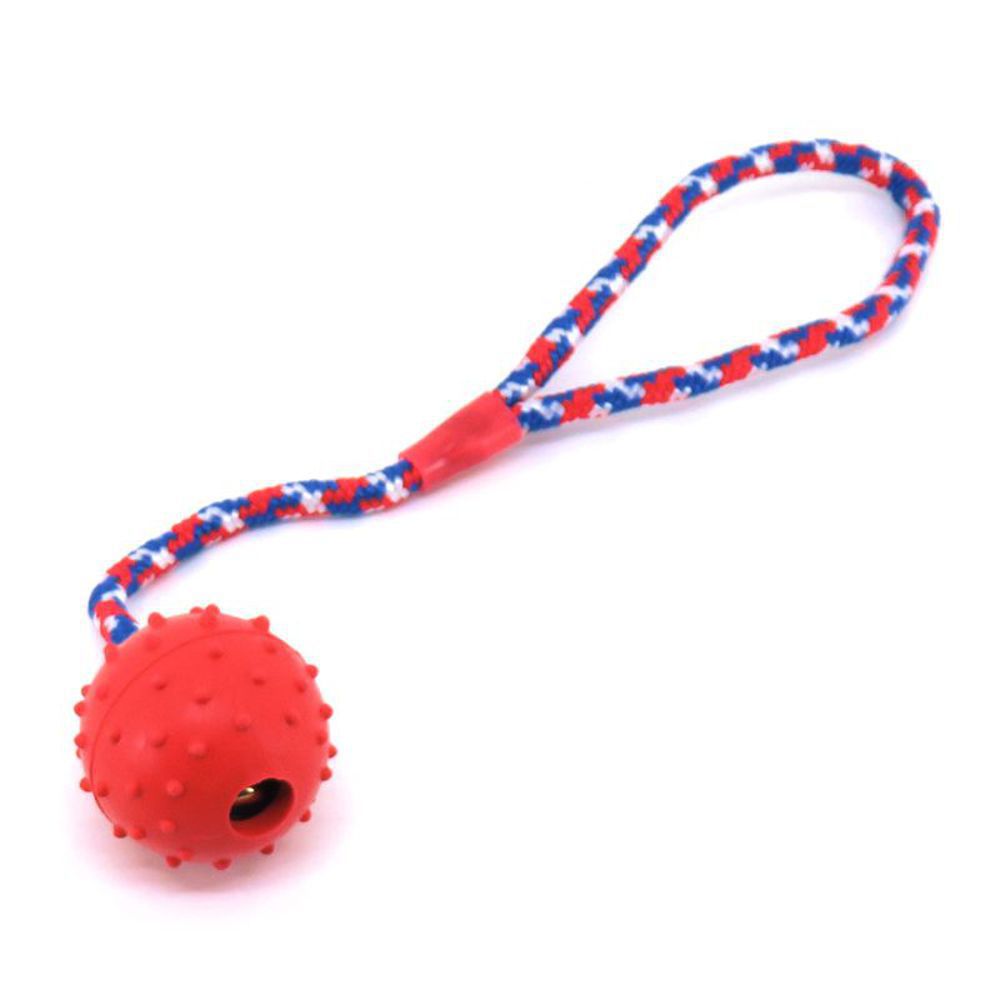 Nobby Vollgummi Ball mit Seil - Hundespiel Wurfseil Apportierspiel - mit Glocke
