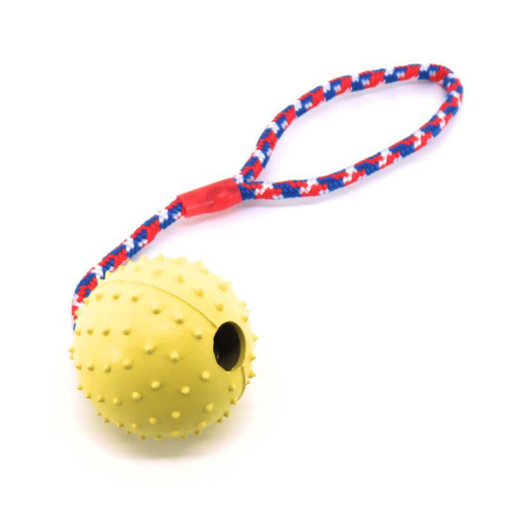 Nobby Vollgummi Ball mit Seil - Hundespiel Wurfseil Apportierspiel - mit Glocke