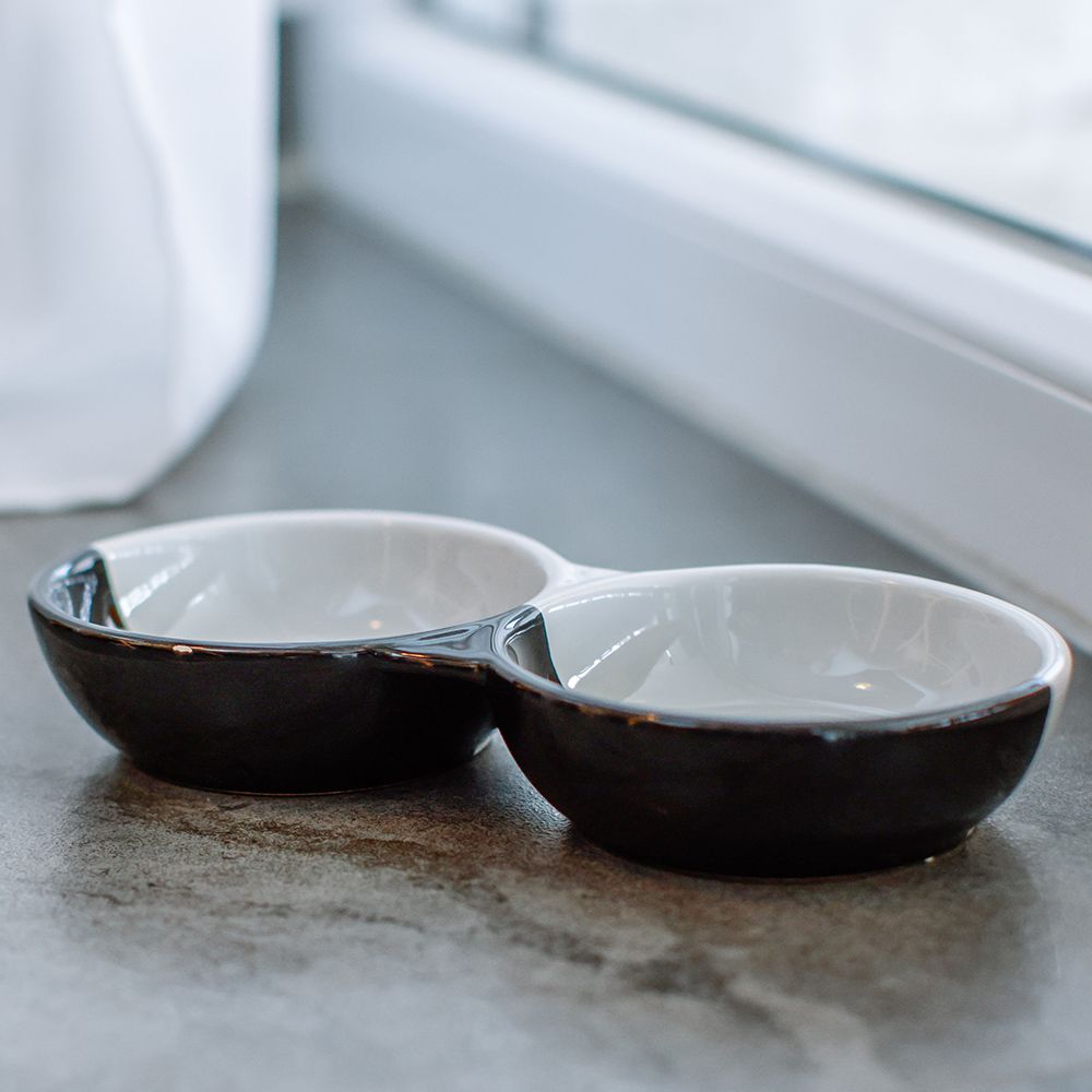 Nobby Keramik-Doppelnapf FACE für Katzen - Milchschale Futternapf Fressnapf