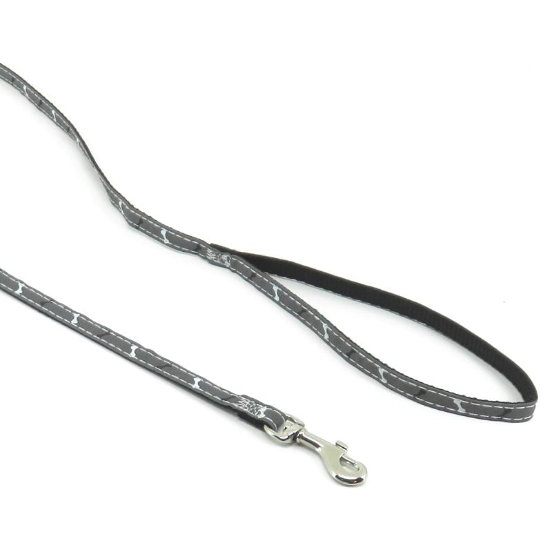 Nobby Leine REFLEKTOR BONE schwarz-grau - 120 cm lang - Nylon Hundeleine 1