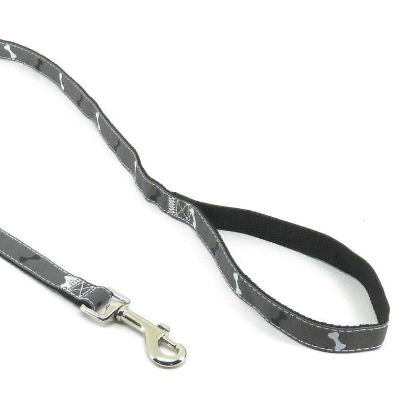 Nobby Leine REFLEKTOR BONE schwarz-grau - 120 cm lang - Nylon Hundeleine 1