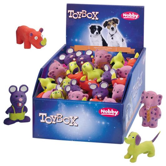 Nobby Latex Hundespielzeug - bunte Tierfiguren - Spielfigur für Hund - quitscht