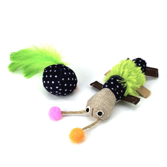 Nobby Katzenspielzeug mit Catnip - Wurm und Plüschball - Stoff-Mix Plüsch Federn