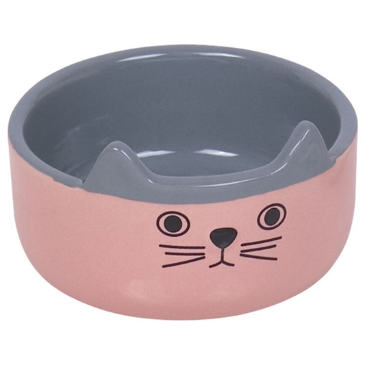 Nobby Keramik-Napf CAT FACE - rosa/grau