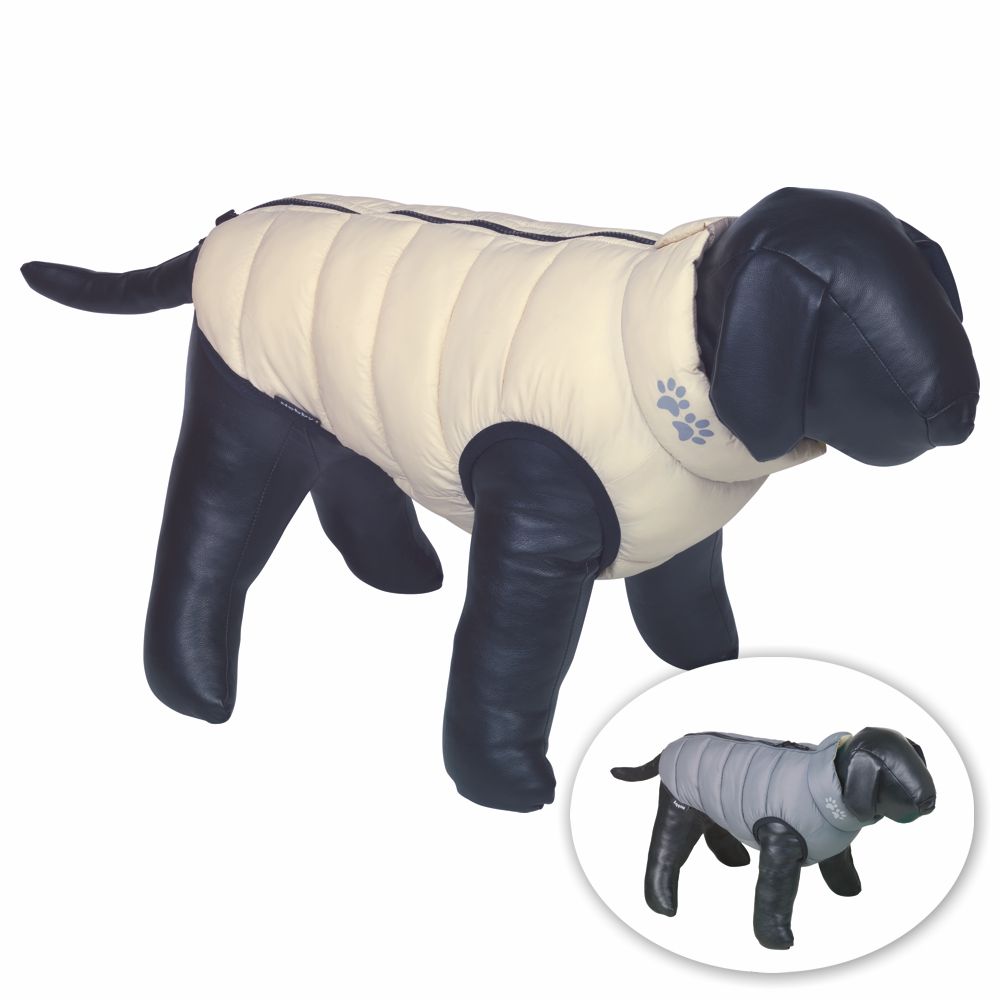 Nobby Hundemantel LIGHT - beige + grau - Wendemantel Regenmantel Hundejacke