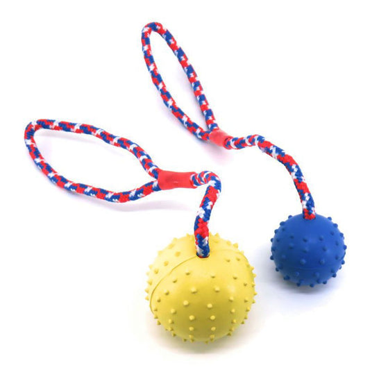 Nobby Vollgummi Ball mit Seil - Hundespiel Wurfseil Apportierspiel