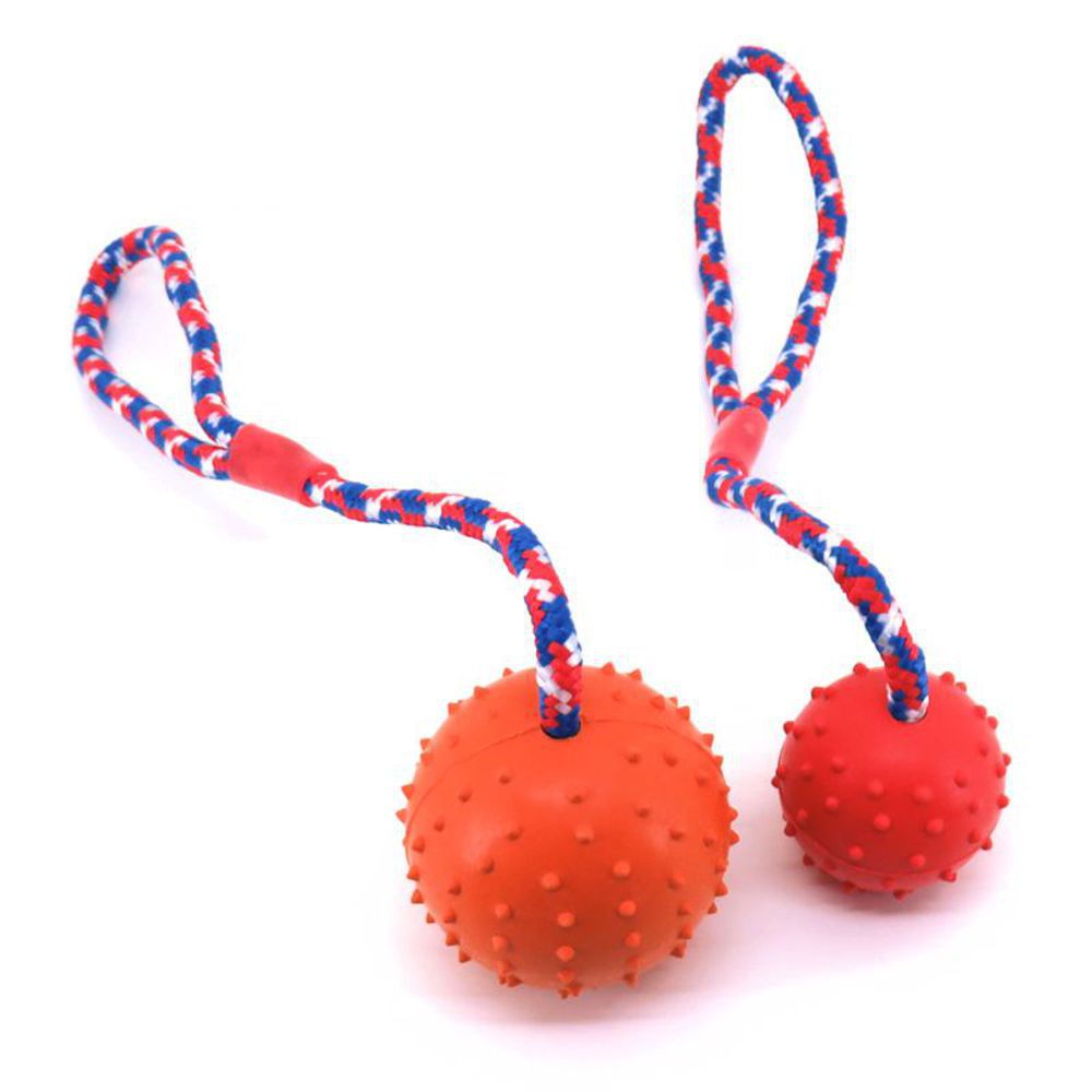 Nobby Vollgummi Ball mit Seil - Hundespiel Wurfseil Apportierspiel - mit Glocke