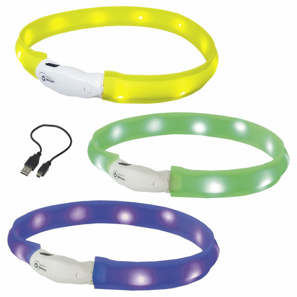 Nobby LED Leuchthalsband VISIBLE - S/M/L - Langhaar - Silikon Leuchtband Hund