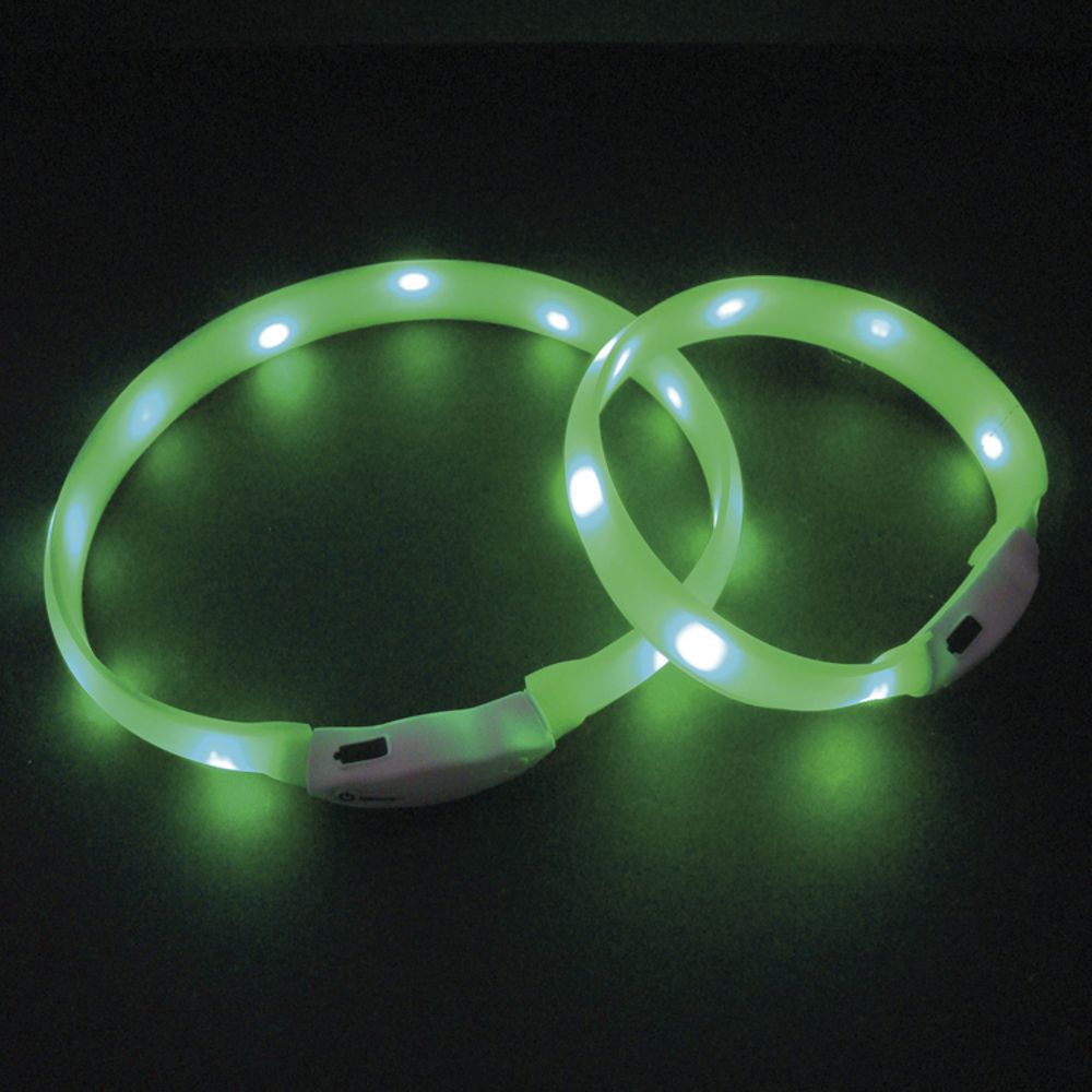 Nobby LED Leuchthalsband VISIBLE - S/M/L - Langhaar - Silikon Leuchtband Hund