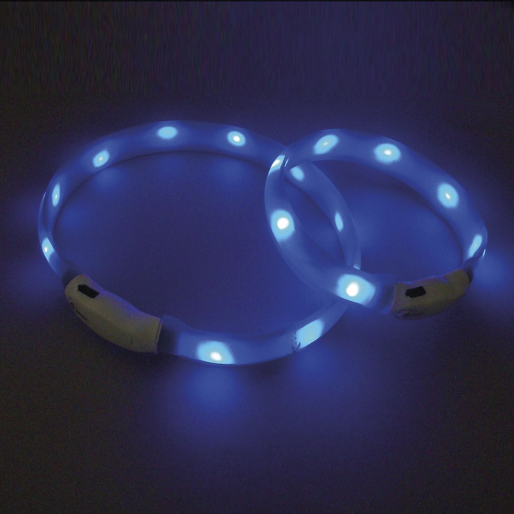 Nobby LED Leuchthalsband VISIBLE - S/M/L - Langhaar - Silikon Leuchtband Hund