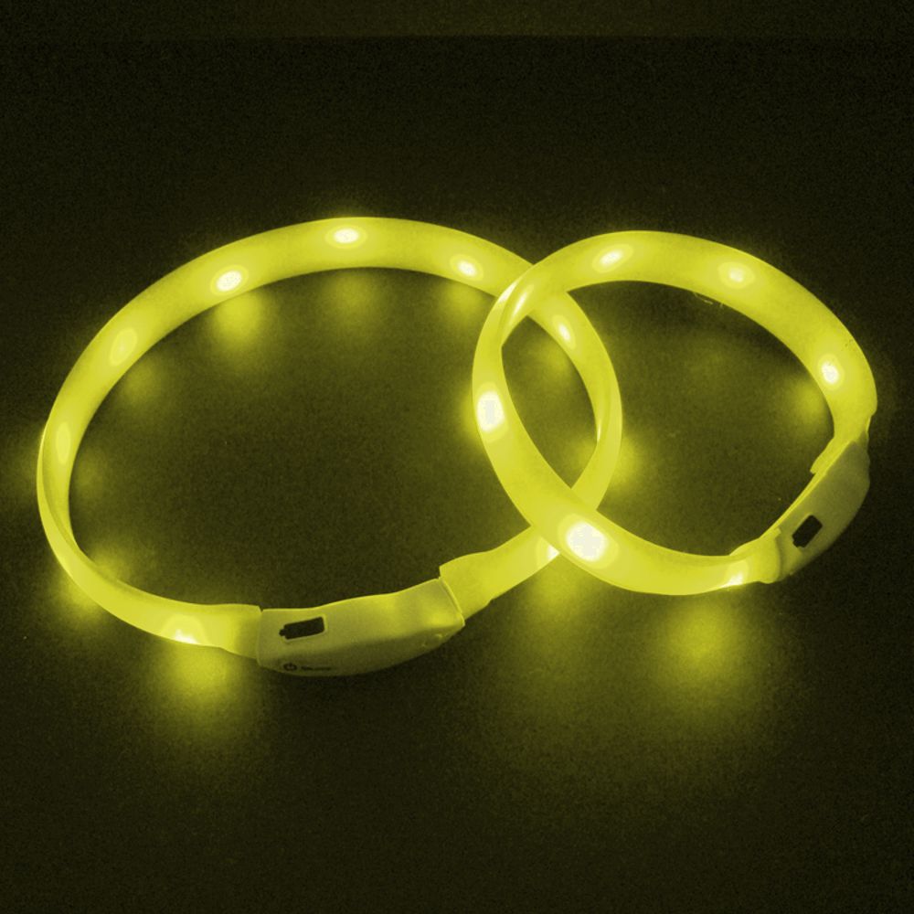 Nobby LED Leuchthalsband VISIBLE - S/M/L - Langhaar - Silikon Leuchtband Hund
