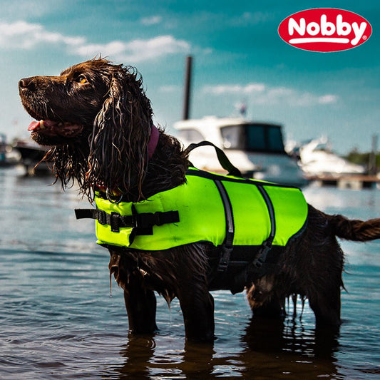 Nobby Schwimmhilfe für Hunde - neon gelb orange - Rettungsweste - Schwimmweste