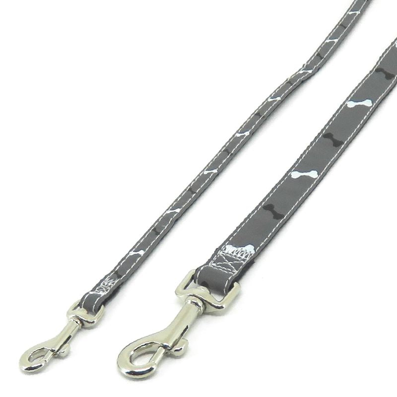 Nobby Leine REFLEKTOR BONE schwarz-grau - 120 cm lang - Nylon Hundeleine 1