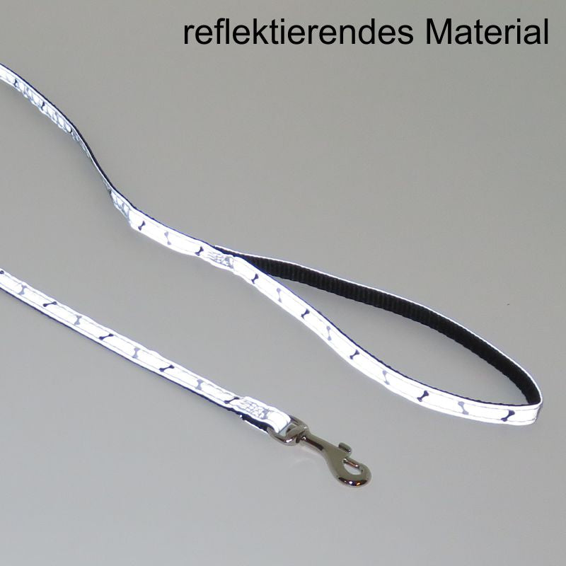 Nobby Leine REFLEKTOR BONE schwarz-grau - 120 cm lang - Nylon Hundeleine 1