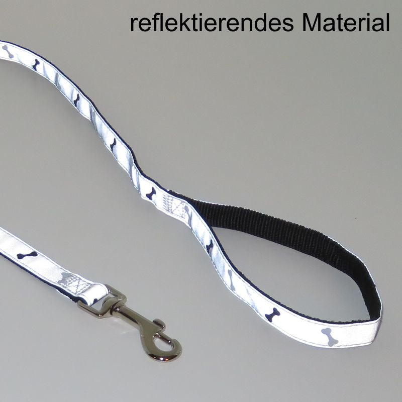 Nobby Leine REFLEKTOR BONE schwarz-grau - 120 cm lang - Nylon Hundeleine 1