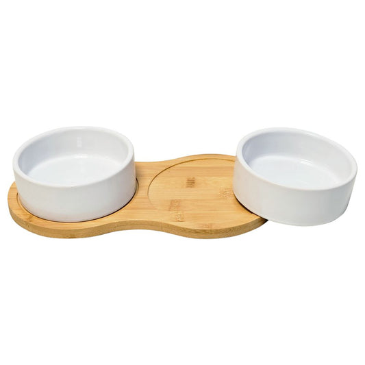 Nobby Futterbar BAMBASSO - Keramik/Holz - Hunde Katzen Futternapf Wassernapf