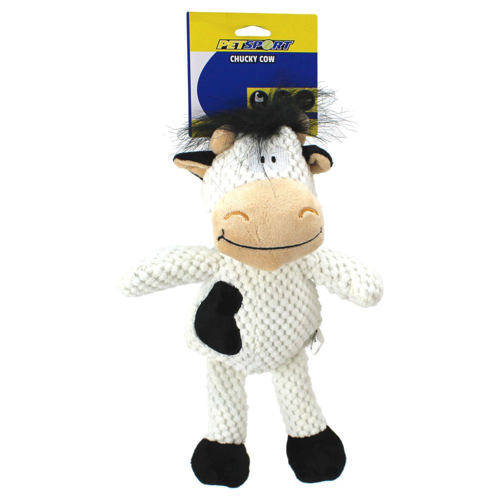 PetSport Plüsch Hundespielzeug Kuh - Kuscheltier mit Squeaker Welpen Spielzeug