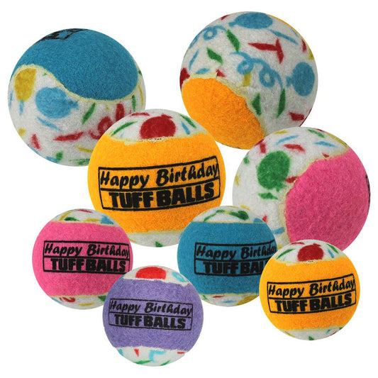 PetSport Tennisball HAPPY BIRTHDAY TUFF BALL - S/M Apportierspielzeug Hundeball