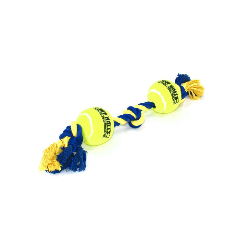 PetSport Knotenseil mit Tennisball - Baumwoll-Spieltau Ball Kauseil Zerrspiel
