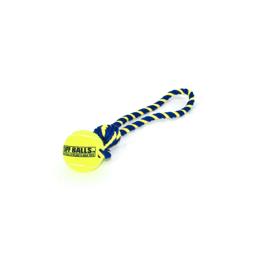 PetSport Knotenseil mit Tennisball - Baumwoll-Spieltau Ball Kauseil Zerrspiel