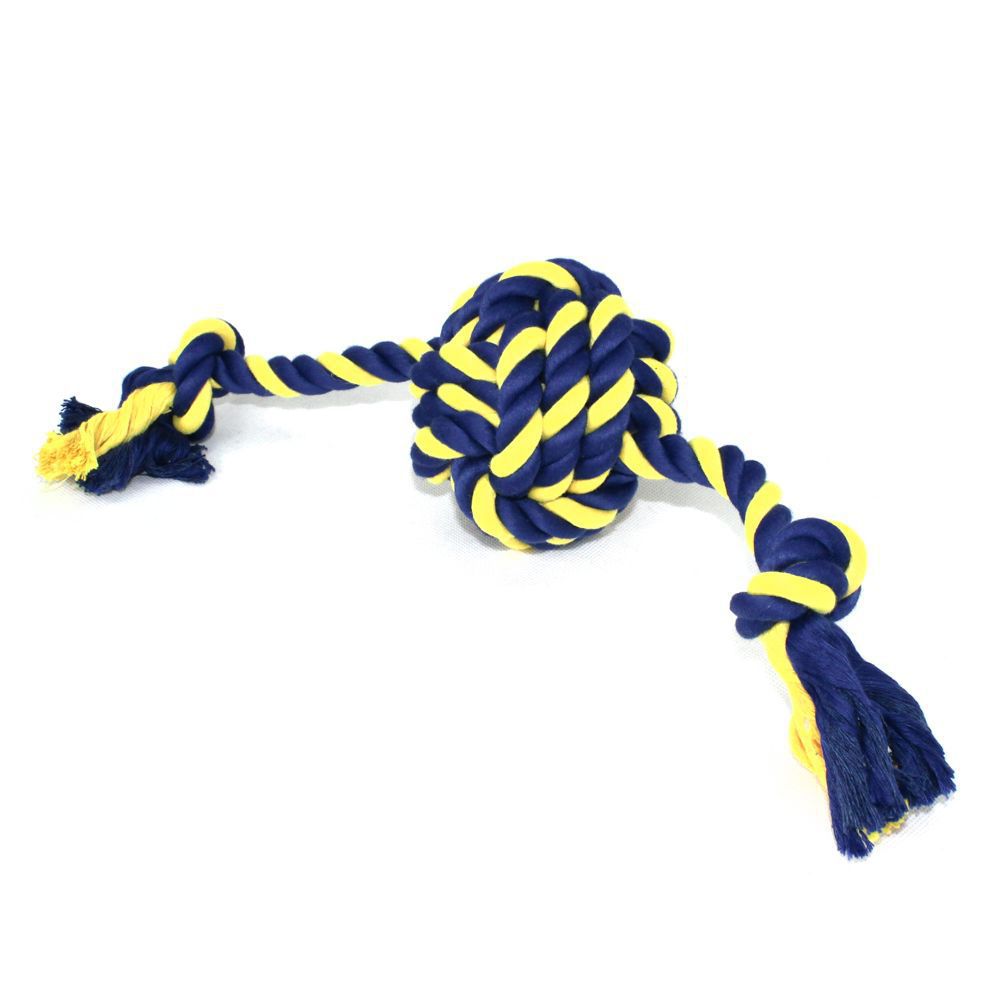 PetSport Knotenseil BALL - Baumwoll-Seil Zerrspiel Spieltau Kauseil Wurfspiel