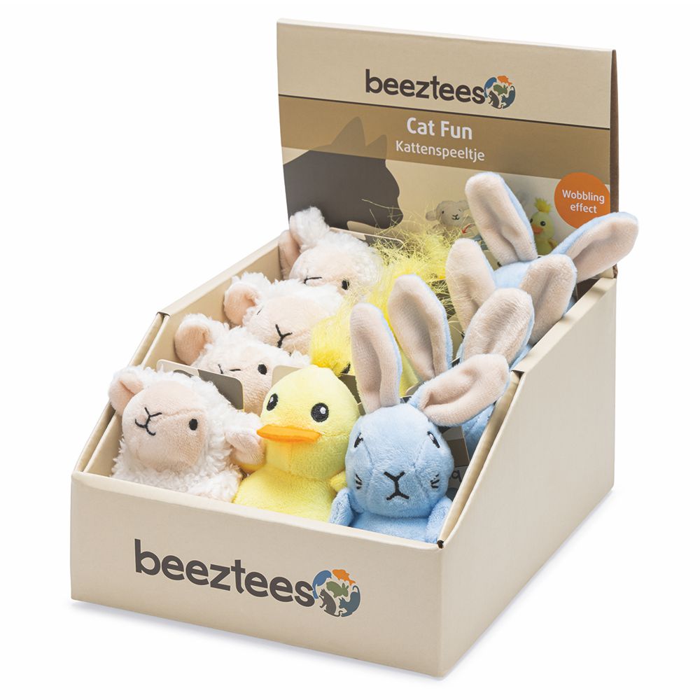 Beeztees Oster Wobblers - 10-14 cm groß - Plüsch Katzenspielzeug - mit Ball