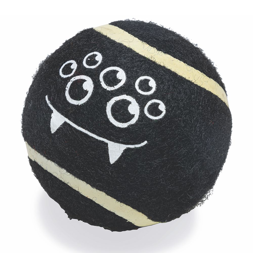 Beeztees HALLOWEEN Spooky Tennisball - 4 Stk - 6,3 cm - Apportierspiel Ball Hund