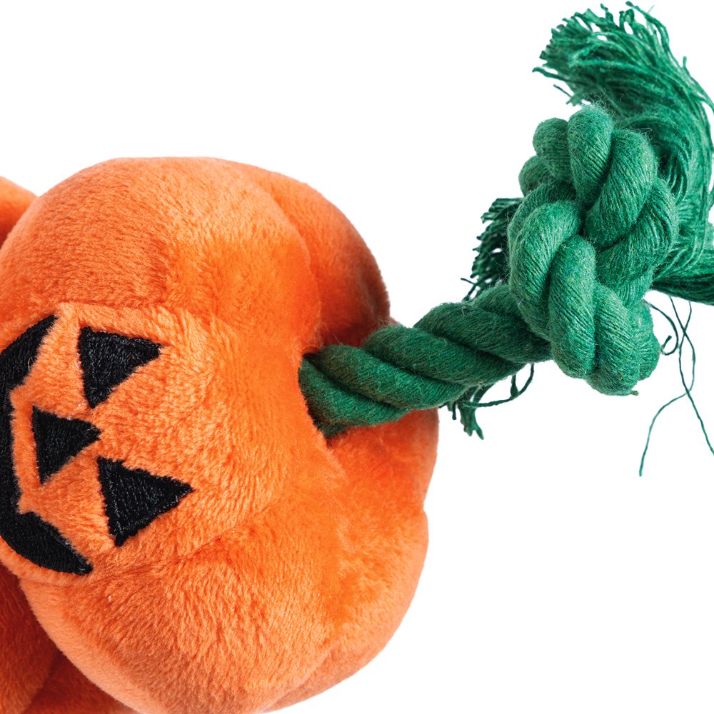 Beeztees HALLOWEEN Plüsch-Hundespielzeug Kürbis - Kuscheltier Squeaker Seil
