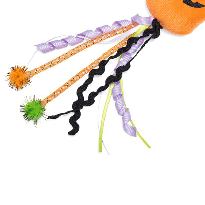 Beeztees HALLOWEEN Katzenangel Plüsch-Kürbis mit Hexenhut Spielangel für Katzen