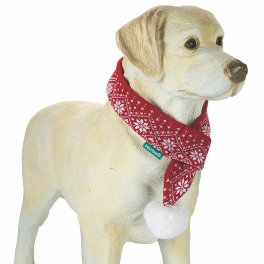 Beeztees XMAS Strickschal für Hunde - 75 cm - Weihnachtsschal Hundeschal Bommel