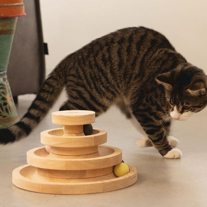 Designed by Lotte Katzenspielzeug MIA - Spielturm - 26 x 14 cm - Holz - 6 Kugeln