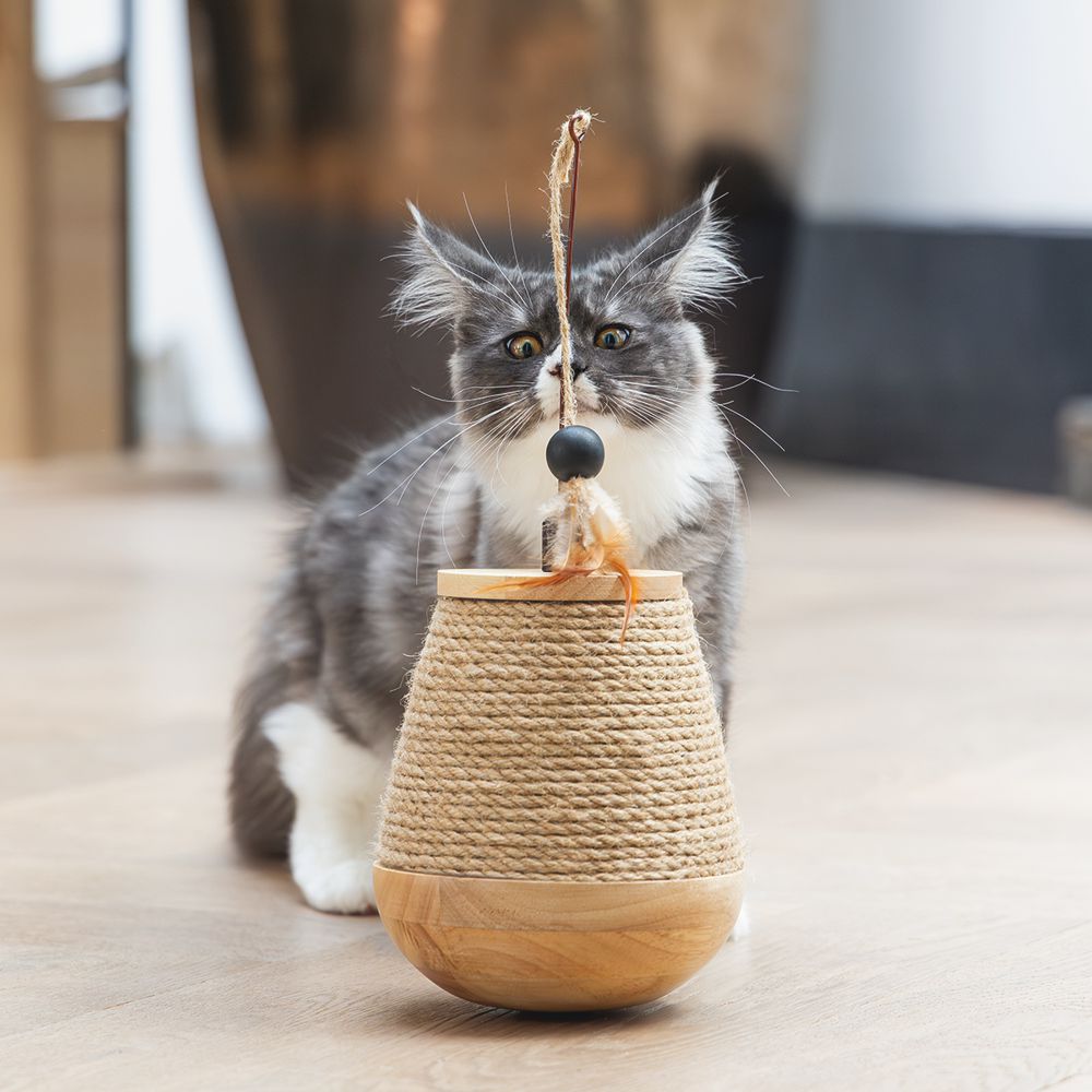 Designed by Lotte Katzenspielzeug MAE - Tumble - 15 x 18 cm - Holz - Feder Kugel