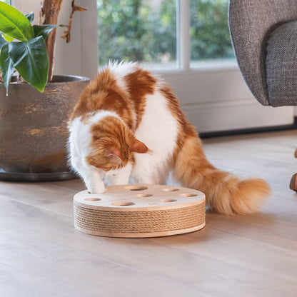 Designed by Lotte Katzenspielzeug RAYA - 30 x 7 cm - Holz - 2 Kugeln Kratzbrett