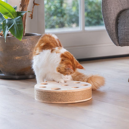 Designed by Lotte Katzenspielzeug RAYA - 30 x 7 cm - Holz - 2 Kugeln Kratzbrett