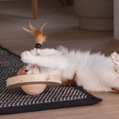 Designed by Lotte Katzenspielzeug WINNI - Ø 22 cm - Holz - 2 Kugeln Kratzbrett