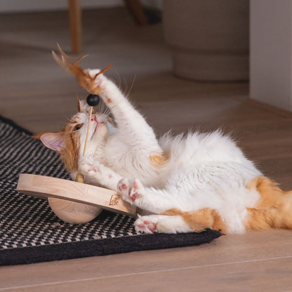 Designed by Lotte Katzenspielzeug WINNI - Ø 22 cm - Holz - 2 Kugeln Kratzbrett