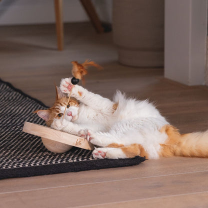 Designed by Lotte Katzenspielzeug WINNI - Ø 22 cm - Holz - 2 Kugeln Kratzbrett