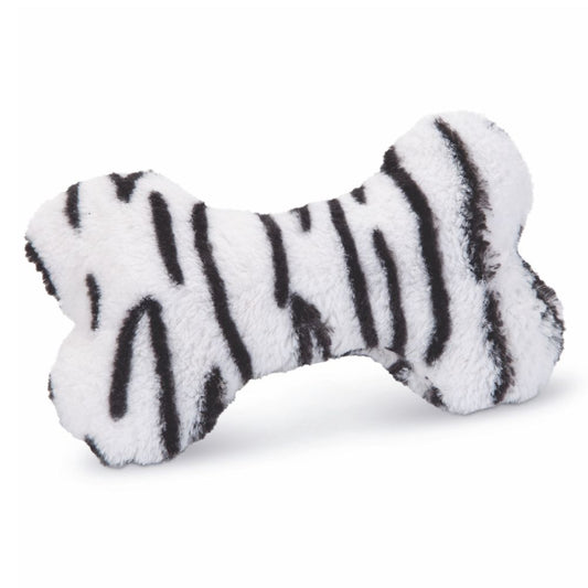 Beeztees Plüsch-Hundespielzeug Knochen MYCA - 18 cm - Zebra Kuscheltier Squeaker