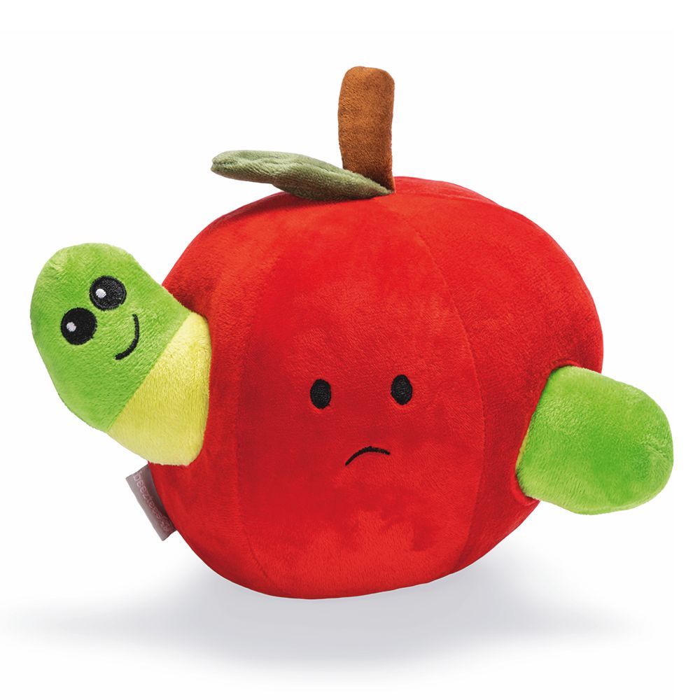 Beeztees Plüsch-Hundespielzeug - Apfel mit Wurm - Versteckspiel ohne Squeaker