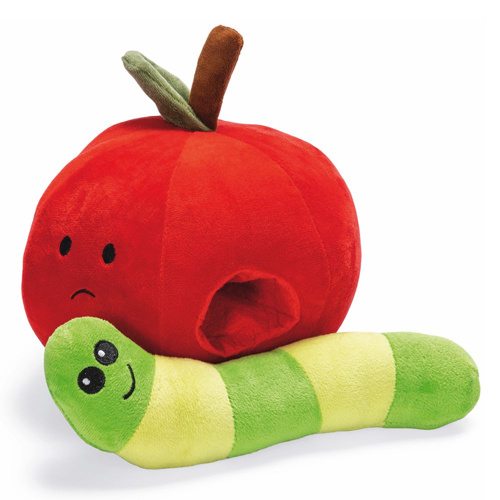 Beeztees Plüsch-Hundespielzeug - Apfel mit Wurm - Versteckspiel ohne Squeaker