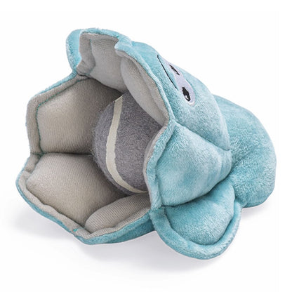 Beeztees Plüsch-Hundespielzeug - Muschel mit Perle - Versteckspiel ohne Squeaker