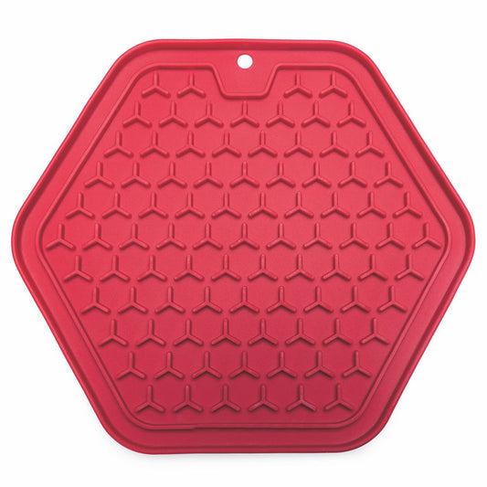 Beeztees Silikon Leckmatte Hexagon - Hund Katze - Schleckmatte Anti-Schlingmatte