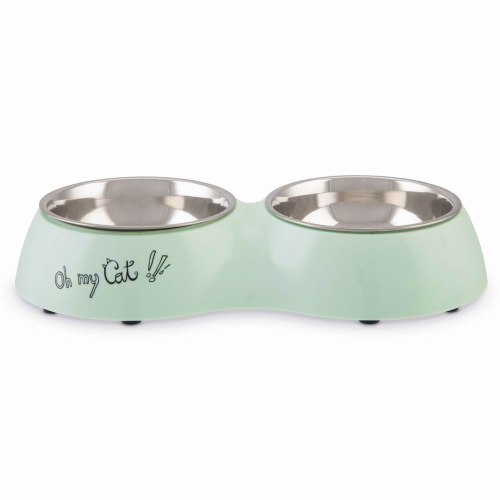 Beeztees Katzen-Doppelnapf mintgrün - Fressnapf Futternapf Wassernapf Katzennapf