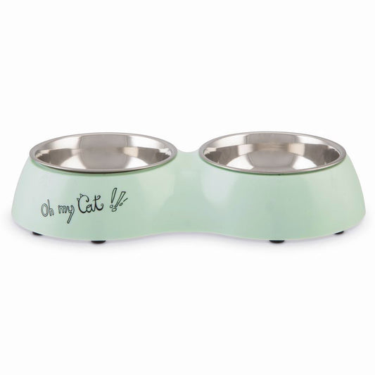 Beeztees Katzen-Doppelnapf mintgrün - Fressnapf Futternapf Wassernapf Katzennapf