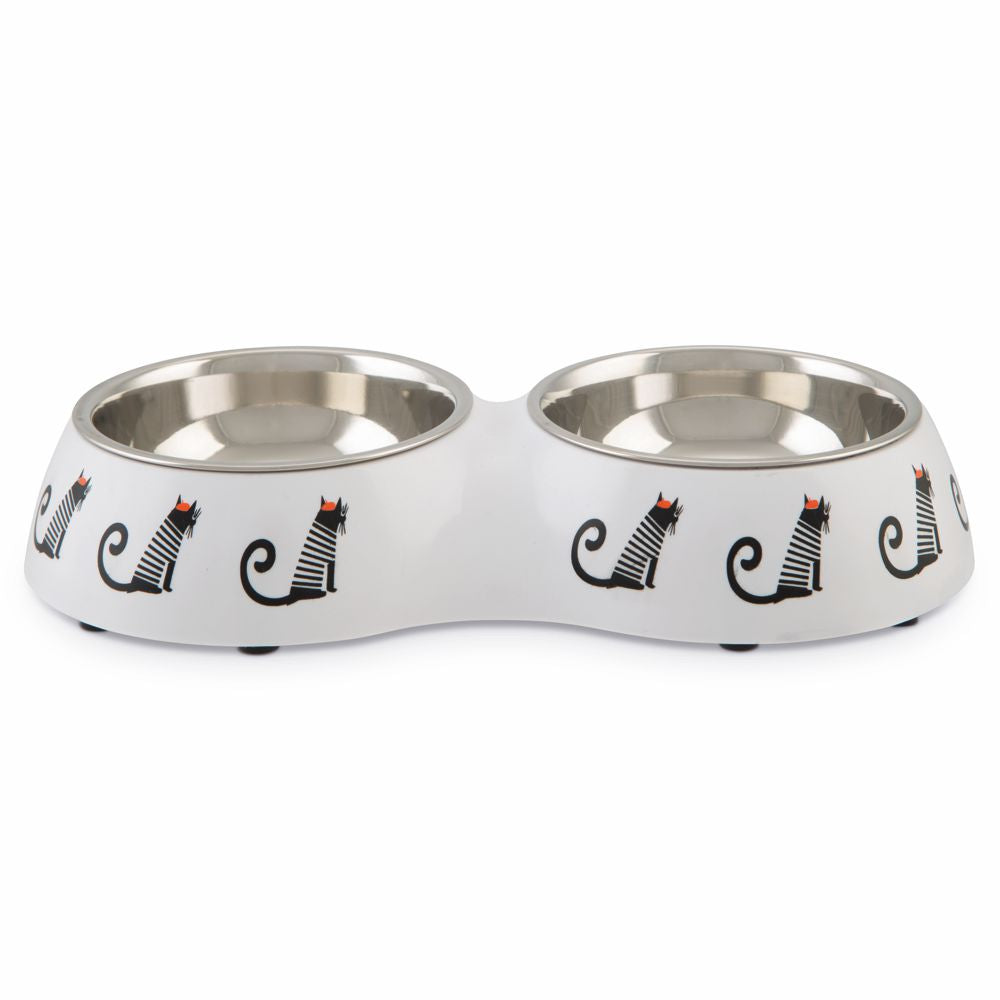 Beeztees Katzen-Doppelnapf weiß - Fressnapf Futternapf Wassernapf Katzennapf